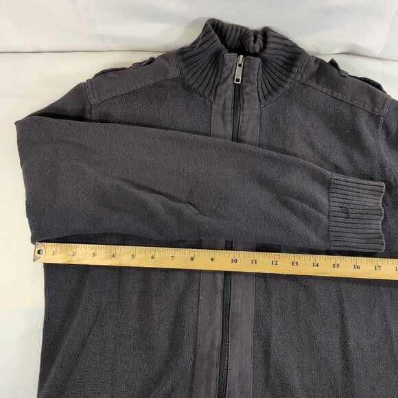 Angelo Litrico Men's L Large Sweater Full Zip Collared Gray 100% Cotton Knit - Picture 6 of 15
